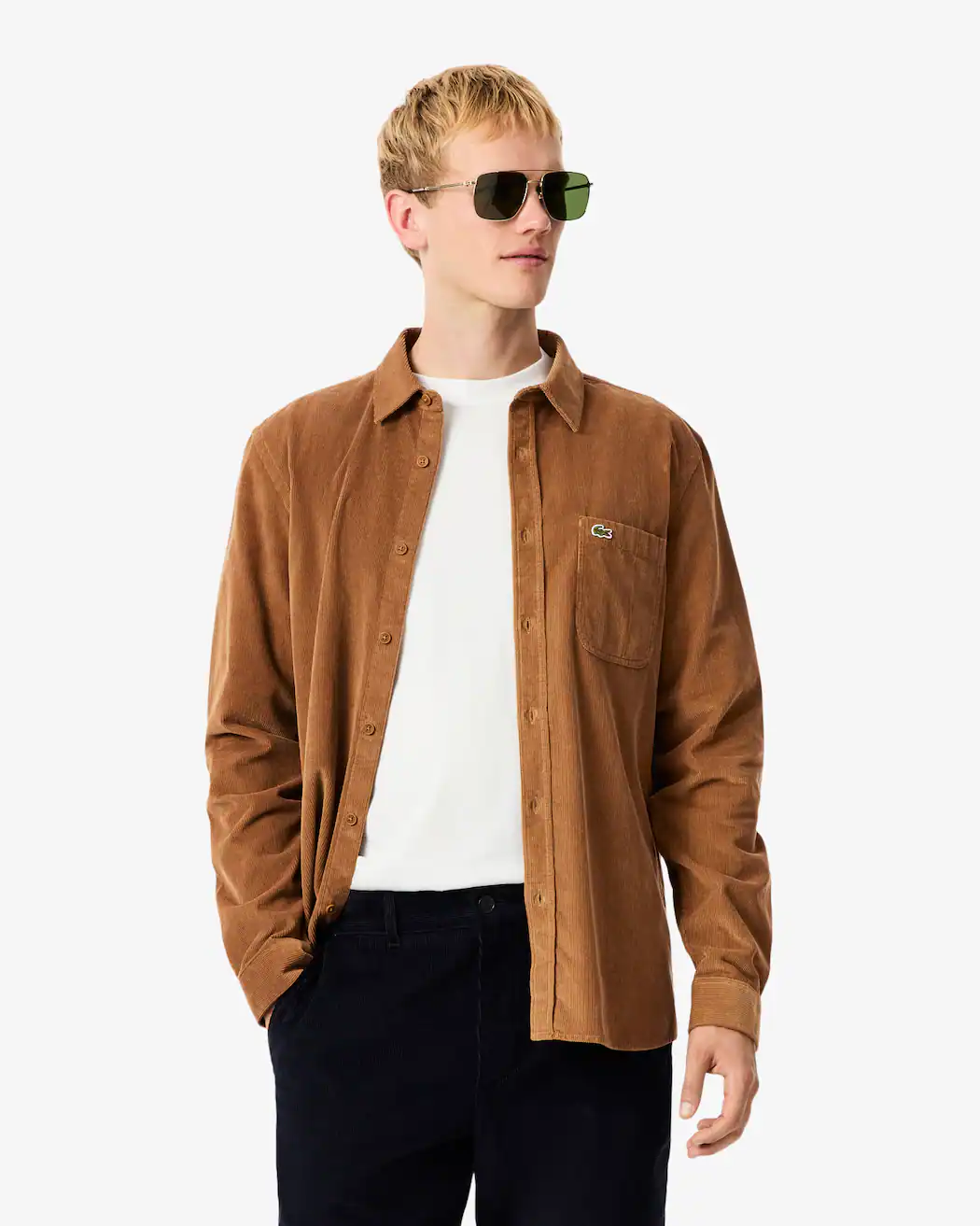 LACOSTE CHEMISE EN VELOURS, MARRON – Image 2