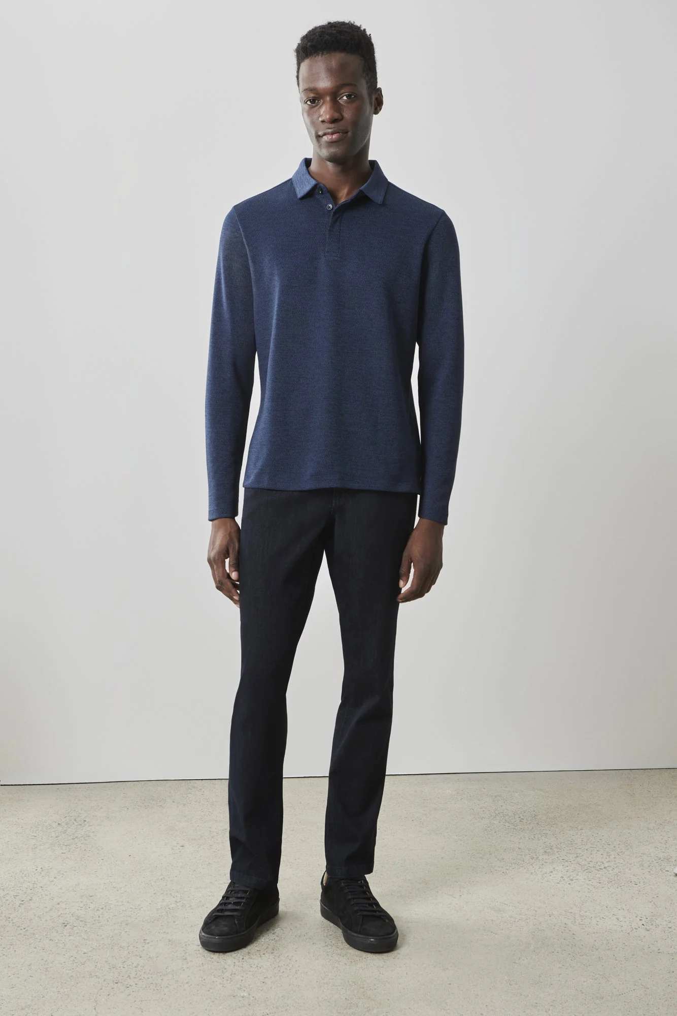 ROBERT BARAKETT POLO À CHEVRONS À MANCHES LONGUES, BLEU MARIN – Image 3