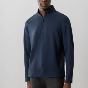 ROBERT BARAKETT T-SHIRT ZIPPÉ À MANCHES LONGUES, BLEU