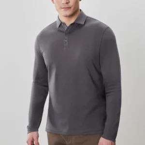 ROBERT BARAKETT POLO À CHEVRONS À MANCHES LONGUES, GRIS