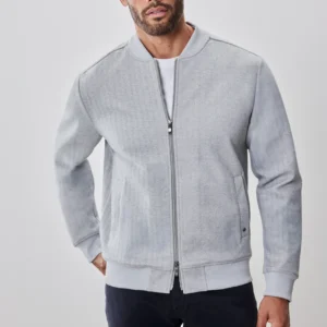 ROBERT BARAKETT VESTE À COL DE BASEBALL PATRICIO, GRIS CLAIR