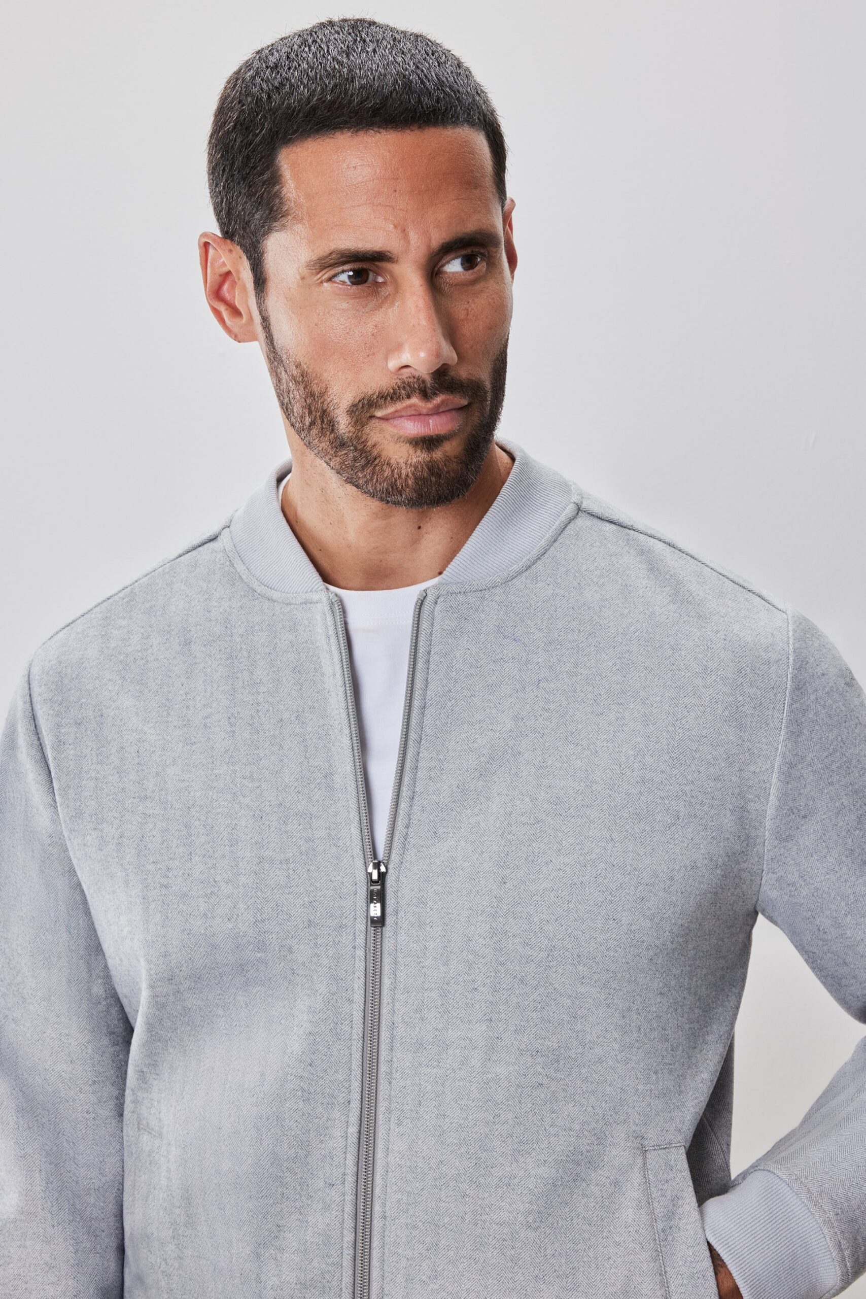 ROBERT BARAKETT VESTE À COL DE BASEBALL PATRICIO, GRIS CLAIR – Image 2