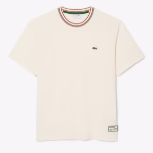 LACOSTE T-SHIRT À RAYURES FRENCH MADE, BLANC
