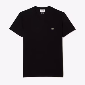 LACOSTE COL EN V EN COTON PIMA, NOIR