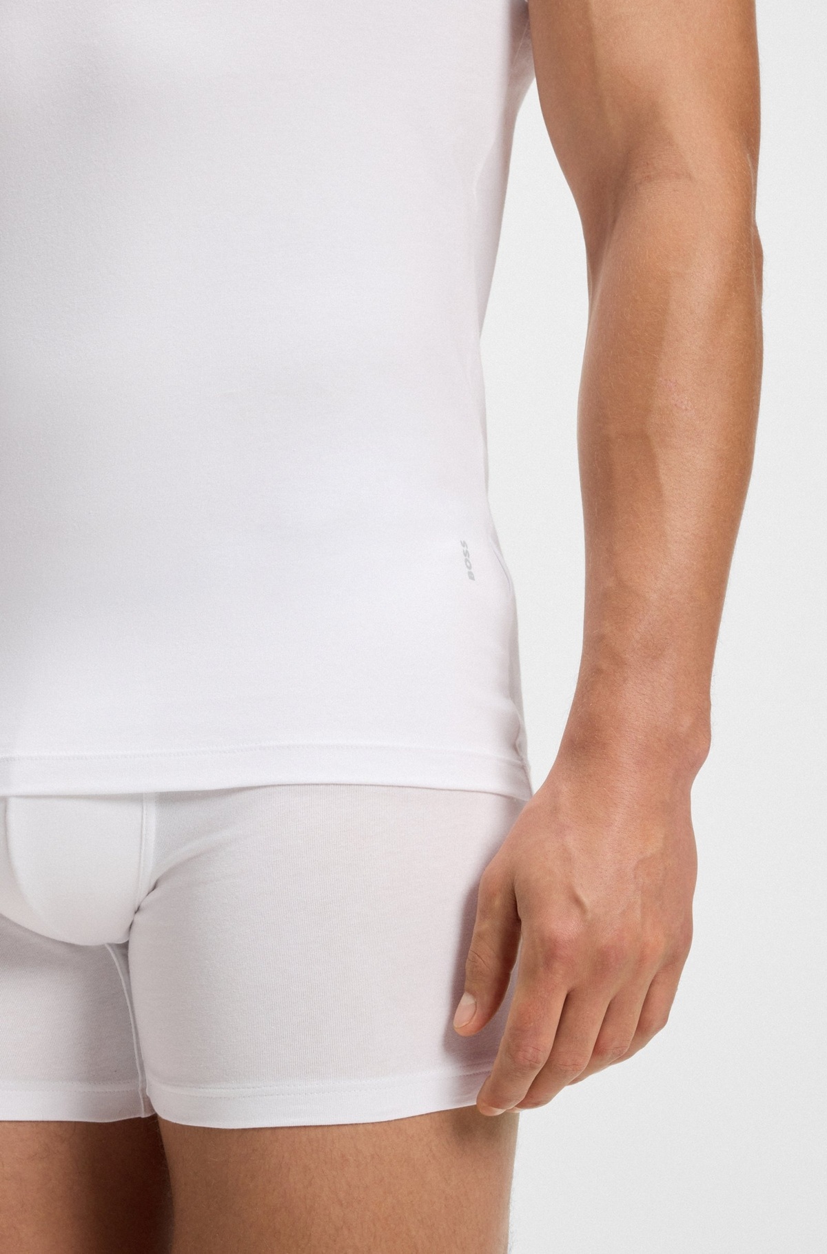 HUGO BOSS, LOT DE 2 COL ROND EN COTON STRETCH, BLANC – Image 4