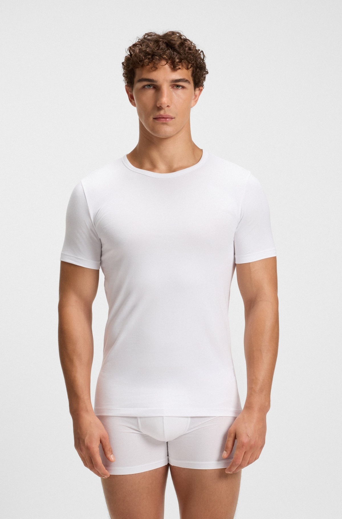 HUGO BOSS, LOT DE 2 COL ROND EN COTON STRETCH, BLANC – Image 2