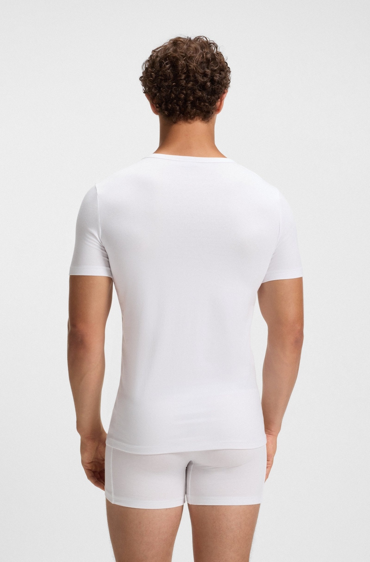HUGO BOSS, LOT DE 2 COL ROND EN COTON STRETCH, BLANC – Image 3