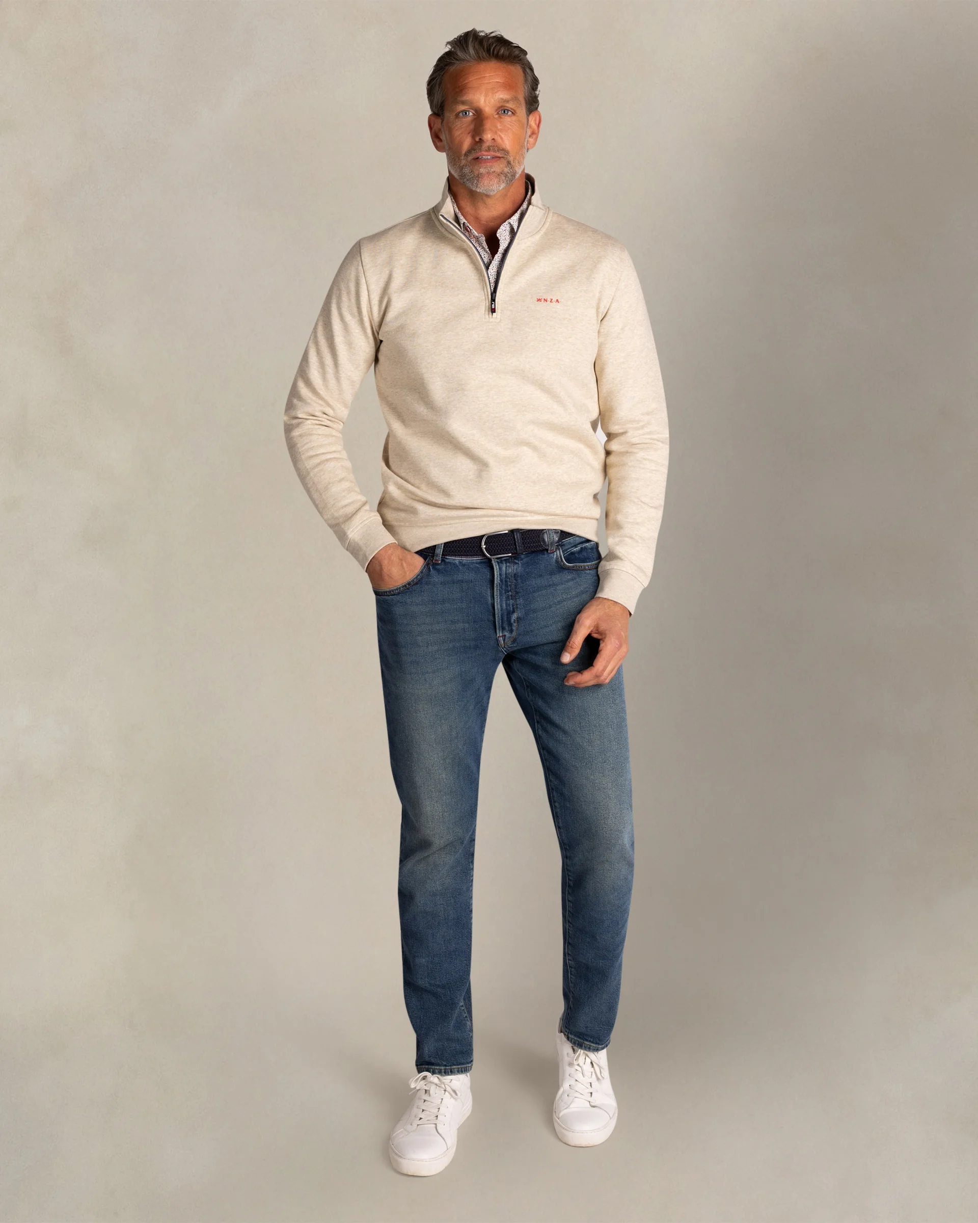 NZA PULL À DEMI-ZIP, BEIGE