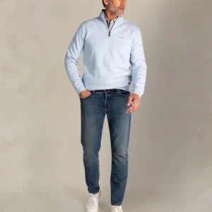 NZA PULL À DEMI-ZIP, BLEU CLAIR