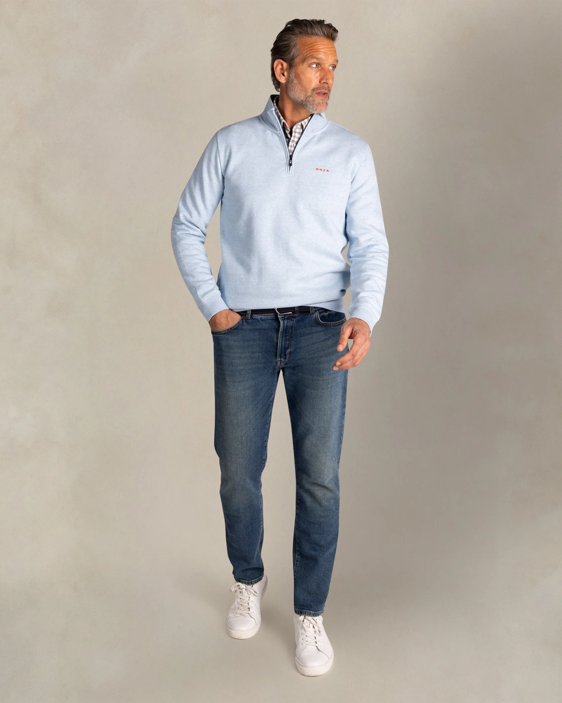 NZA PULL À DEMI-ZIP, BLEU CLAIR