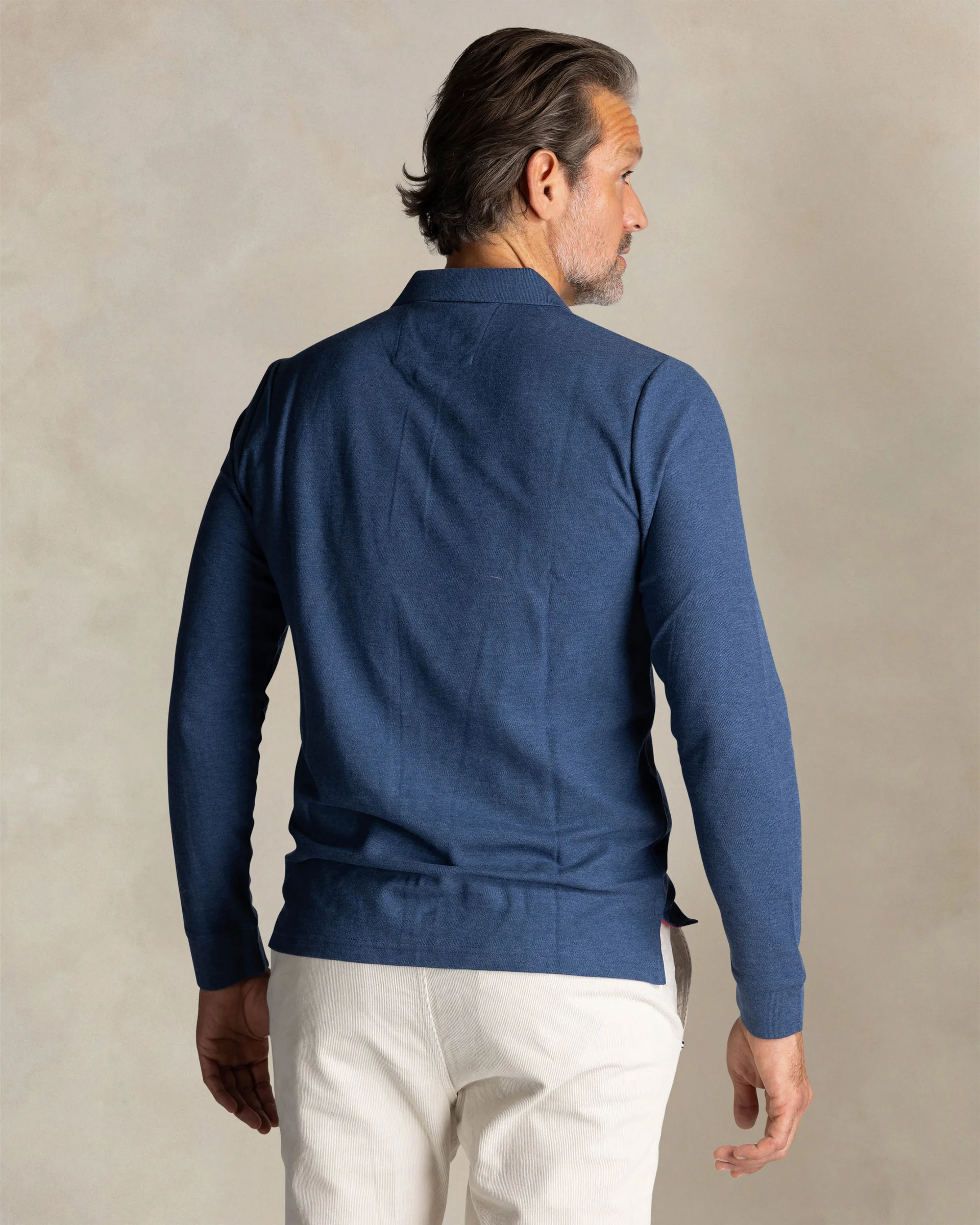 NZA POLO À MANCHES LONGUES EN COTON, BLEU – Image 3