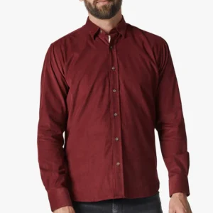 Chemise en velours côtelé bordeaux