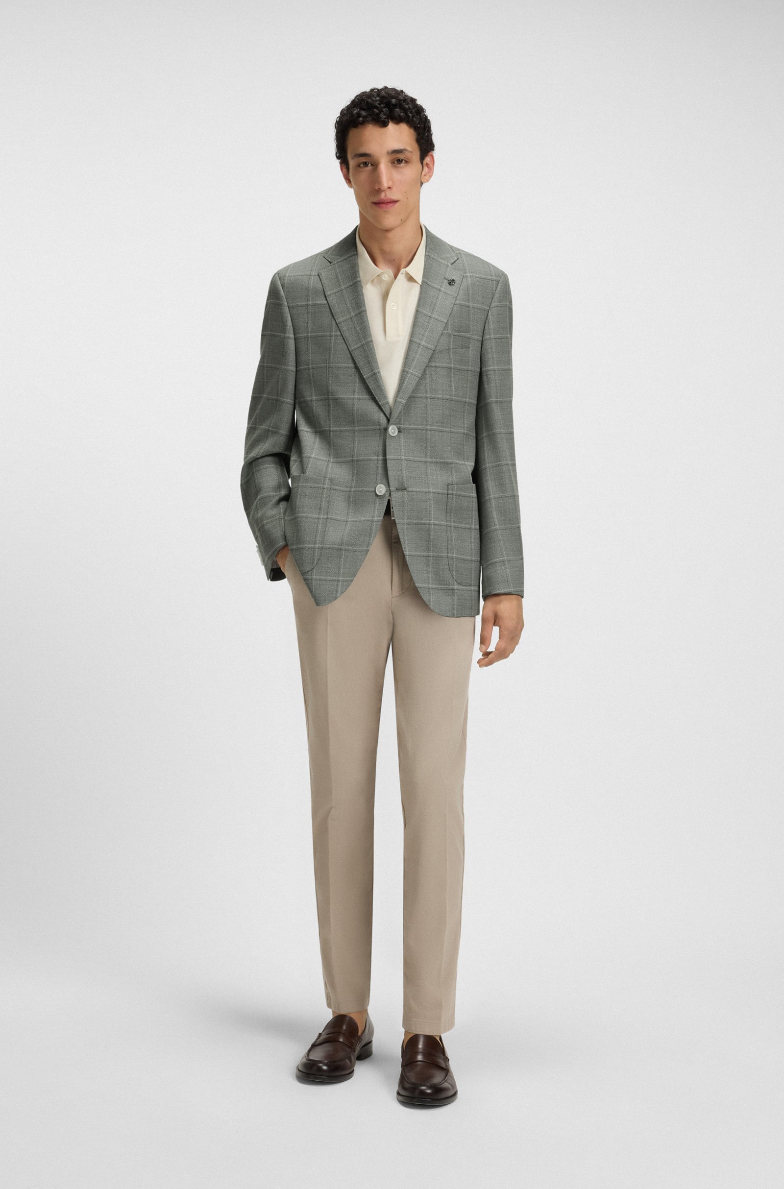 Veste à carreaux coupe regular en mélange de laine – Image 3