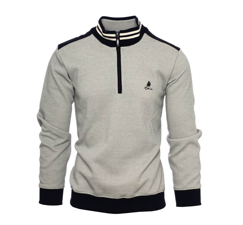 Sweat à zip à fines rayures
