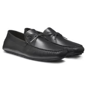 HUGO BOSS MOCASSINS DRIVER EN CUIR AVEC NOEUD, NOIR