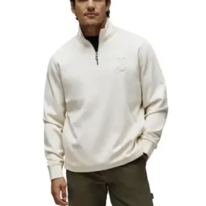 PSYCHO BUNNY CHANDAIL ZIPPÉ NEV, BEIGE