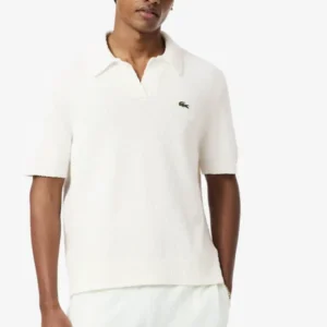 LACOSTE POLO CLASSIC FIT MAILLE BOUCLETTE, BLANC
