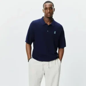 PSYCHO BUNNY POLO EN TRICOT, BLEU